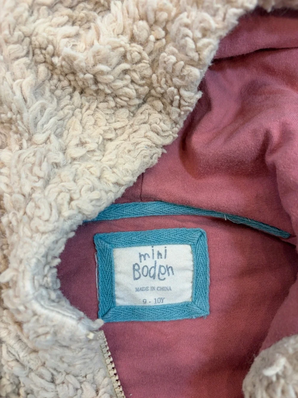 Mini Boden Cozy Teddy Bear Texture Gilet Vest‎ Size 9-10 Sherpa Fleece Lined